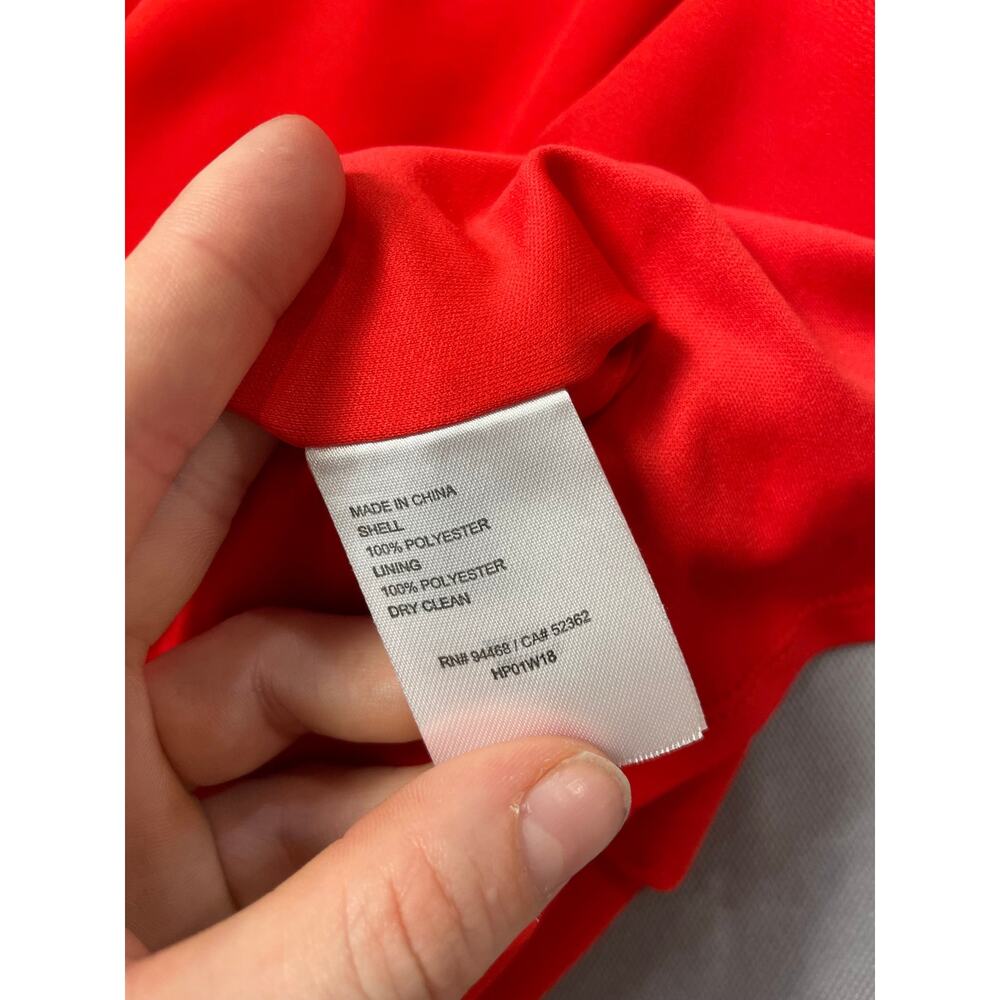 Laundry Shelli Segal Bright Red Flowy Draped Wrap High Low Dress Size 12 Glam - Picture 4 of 5